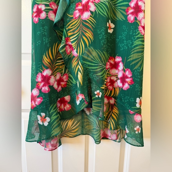 Kensie Green Tropical Print Midi Dress Size 10 - Picture 8 of 16